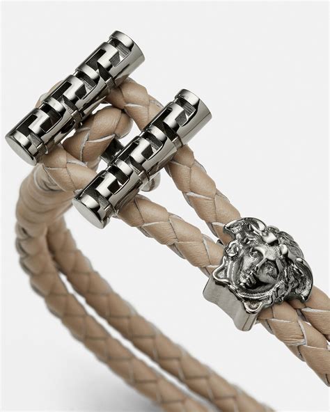 mens versace id bracelet gold tone|Versace medusa braided leather bracelet.